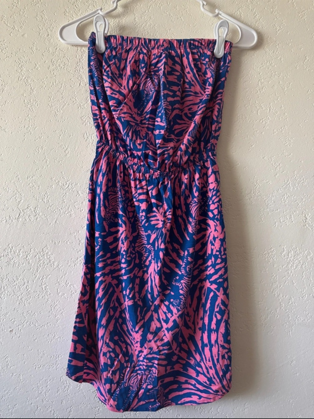 Lilly Pulitzer Navy & Pink Strapless Tropical Print Dress